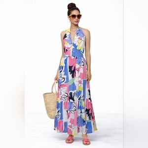 New Floral Halter Maxi Dress